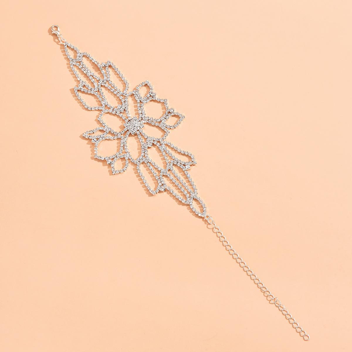 Преувеличенный темперамент, Браслеты на руку, Браслеты с полым цветком, Стразы, Легкая роскошь, Уличные тренды с индивидуальностью, Женские браслеты на щиколотку