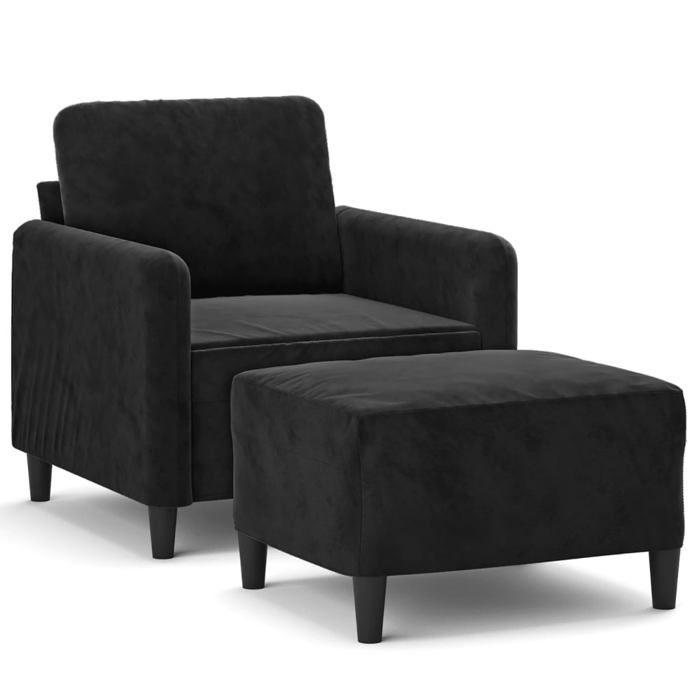 VidaXL Armchair with Footrest Black 60 Cm Velvet, Sofa, Armchair, TV Armchair, Single Sofa, Sofa, Recliner Sofa, 3201169