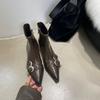 Women's Ankle Boots Short Barrel Shoes Woman Trend Black Luxury Middle Heels Pointed Toe New Rock Comfortable Stylish On Sale