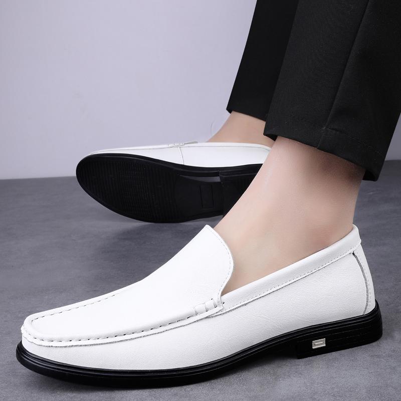 Fashion Genuine Leather Mens Low Heel Loafers Handmade Casual Shoes Soft-Soled Male Driving Shoes New Moccasins Breathable Slip On Flats