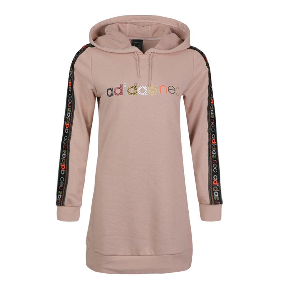 

Adidas Neo Farm Hoodie Dress Comfortable Soft Letter Long Sleeve Dress Women Dresses Pearl-Pink FP7860 S