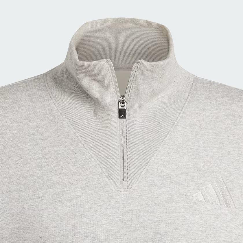 adidas All Szn Fleece Quarter-Zip Crew Sweatshirt Medium Grey Heather Men Streetwear IY6551