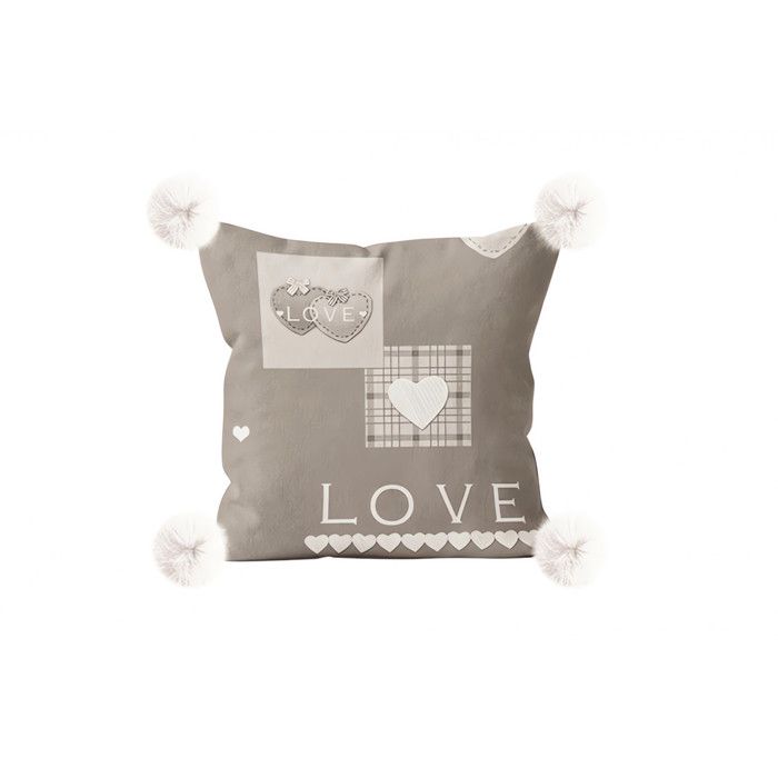 Printed Microfiber Fleece Cushion 45x45 Cm LOVE, by Soleil d'Ocre