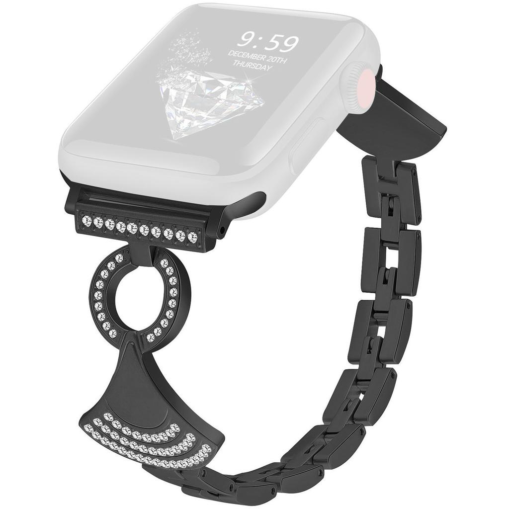 Stainless Strap for Apple Watch Series 11 10 42mm/9 8 7 41mm/SE3 SE2 SE 6 5 4 40mm/3 2 1 38mm Shell Shape Rhinestone Decor Watch Band