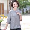 Mom's Summer Silk Seven-Sleeve Shirt - Floral Design for Middle-Aged & Elderly Women