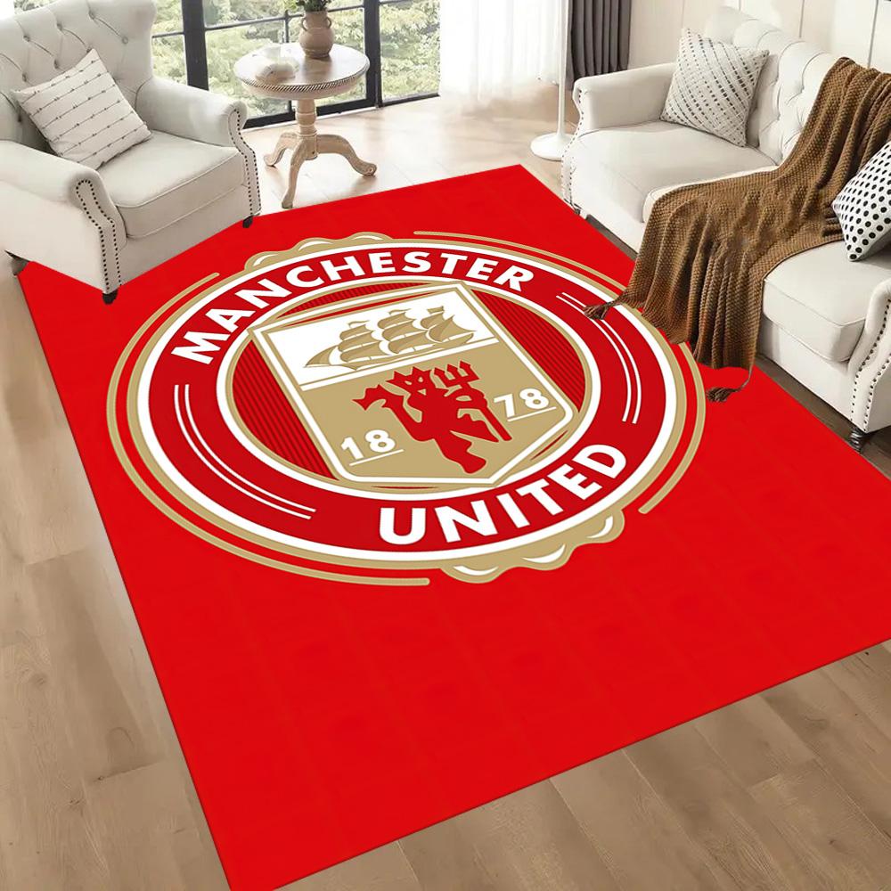 Manchester Logo Square rugs are a great choice for living rooms, bedrooms, home décor, and as gifts.