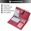 Humerpaul Ladies Leather Wallet Large-capacity Wallet Multi-function Coin Purse First Layer Cowhide Wallet Passport Holder Travel Card Holder