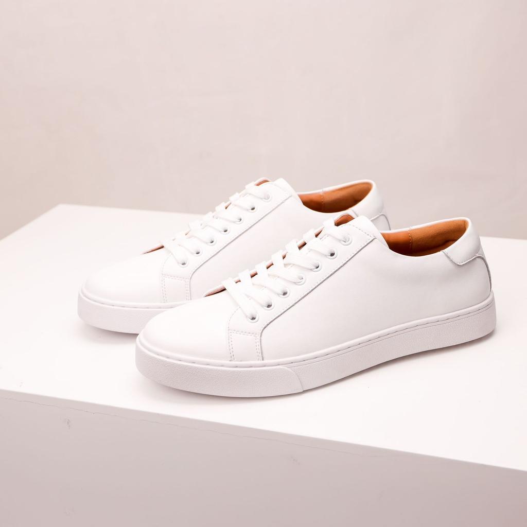 Large size retro men's white shoes versatile sneakers business casual leather shoes men's leather soft baseplate shoes men's shoes