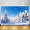 Sfondo Natalizio Wonderland Invernale Foresta Albero di Natale Neve Fiocchi di Neve Sfondo Fotografico Studio Fotografico Banner Photozone