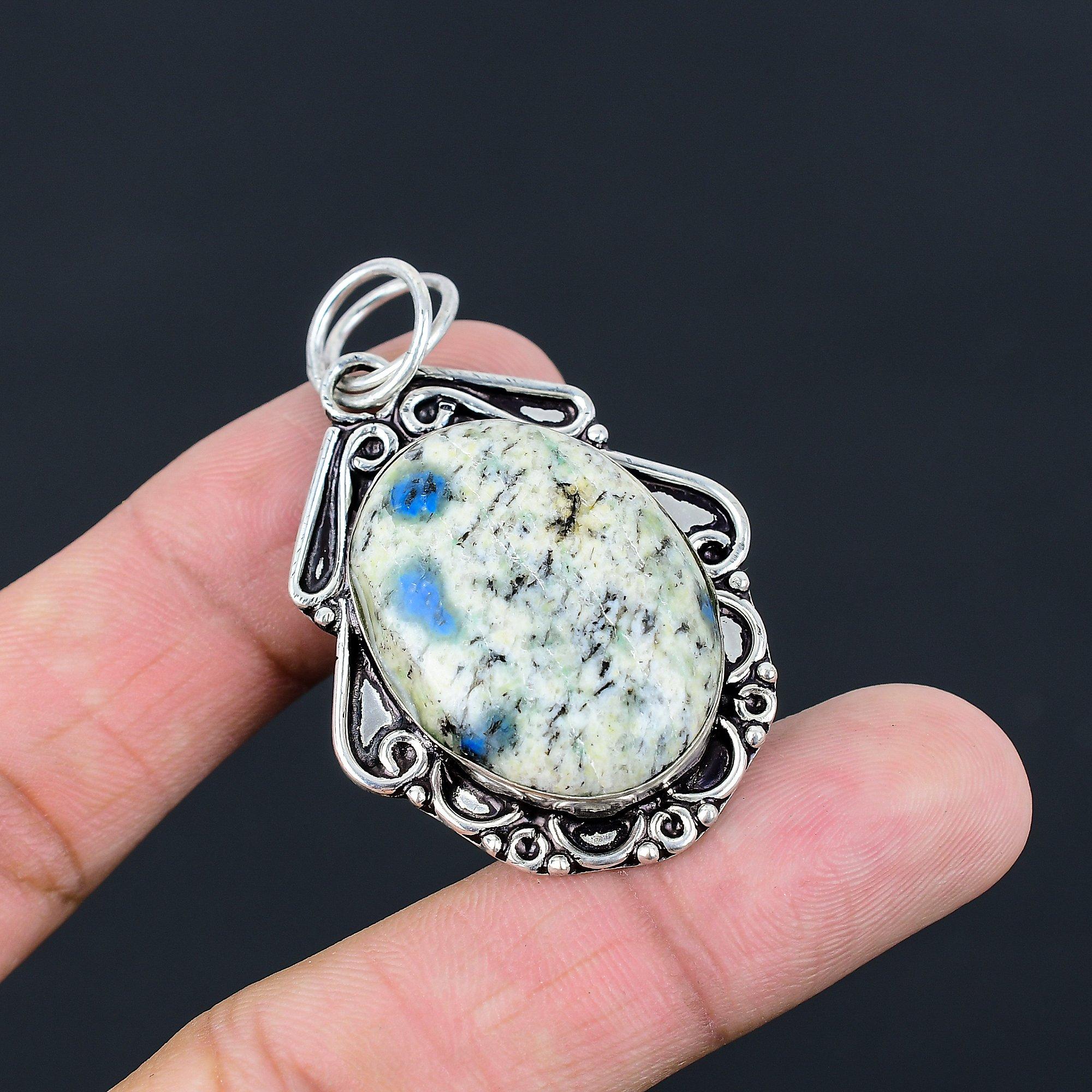 

Свадебный подарок для нее Подвеска из натурального камня К2 Джаспер из стерлингового серебра 925 пробы