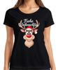 Merry Christmas Reindeer Rudolf Santa Hat Funny Cartoon Women's T-Shirt