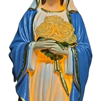Statue de la Vierge Marie Solaire Figurine en Résine Alimentée par l'Énergie Solaire Décoration Figurine de la Bienheureuse Vierge Marie Extérieure Pour le Jardin Arrière