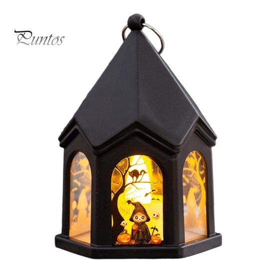 Spooky Table Centerpieces Halloween Pumpkin Lantern, Gothic House Shape LED Flickering Candle Light Plastic Decorative Lights for Party, Centerpieces,