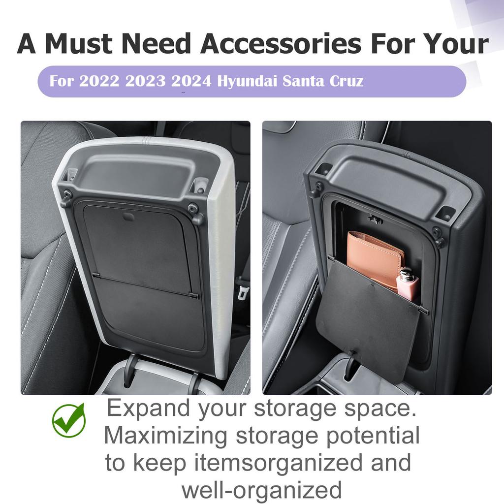 Armrest Hidden Box Tray for 2025 2025 2025 Hyundai Santa Cruz Middle Car Center Console Organizer Interior Hidden Storage Box