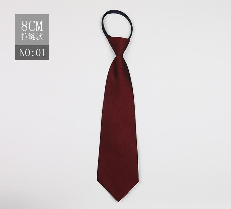 Women'S Zipper Tie Solid Color Black Blue Red Dress Professional Uniform Lazy Easy To Pull 8Cm Tie