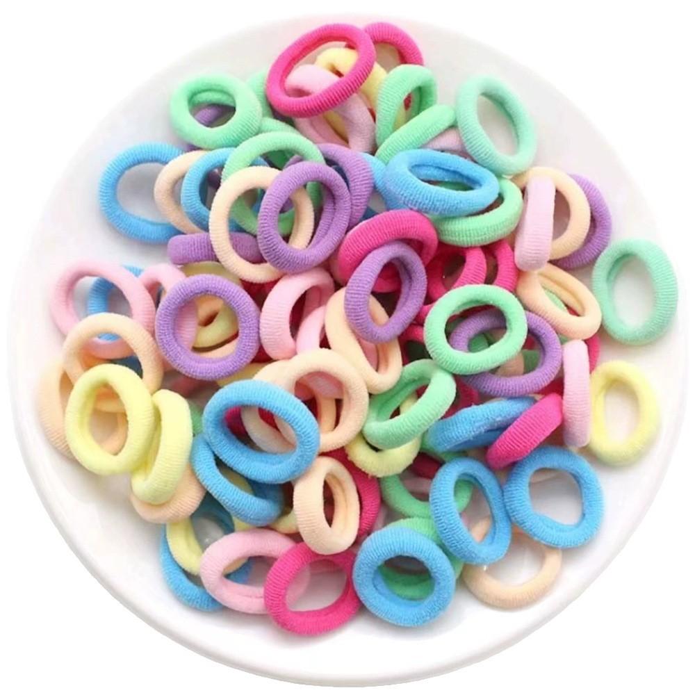 300Pcs Dopamine Gradual Change Color Seamless Hair Rope Children Hair Band High Elastic Towel Ring Candy Color Headband Hair Accessories
