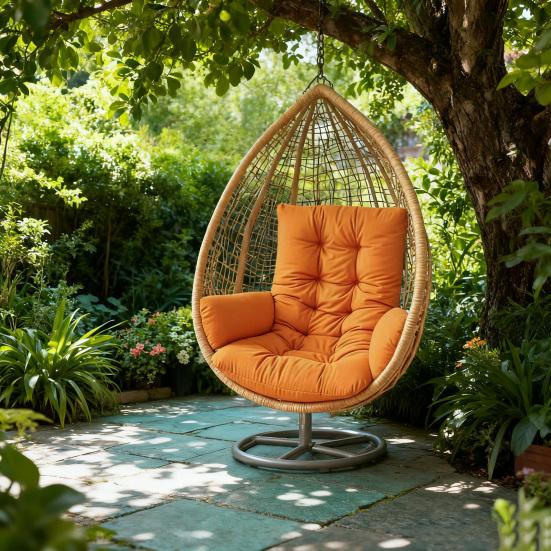 Waterproof Egg Chair Cushion Thicken Patio Hanging Basket Chair Cushion Egg Chair Cushion with Armrests for Indoor Outdoor Basket Swing