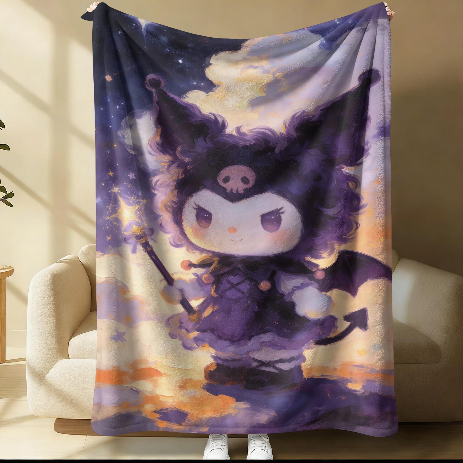 

Sanrio Kuromi Магическая Ведьма Плед Звездное Небо Масляная Живопись Печатный Фланелевый Плед Многоцелевой Плед для Сна для Общежития Дома 100x150cm