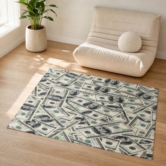 Creative U.S. Money Blanket, Single-Sided Thickened Polyester Throw Blanket, Soft Warm Nap Blanket for Sofa Bed Couch