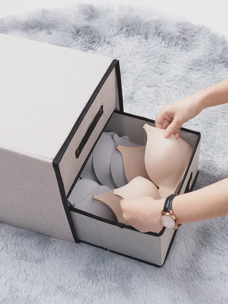 Washable Fabric Drawer-Style Storage Box for Bras and Underwear