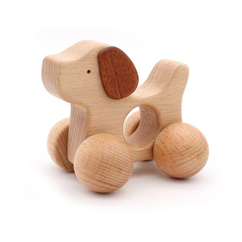 Babies' Climbing and Grasping Safety and Environmental Protection Paint-Free Beech Molar Toy Wooden Car Children's Educational