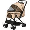 Pet Stroller Pushchair Foldable Travel Dog Cat Carriage w/ Reversible Handle Brake Basket