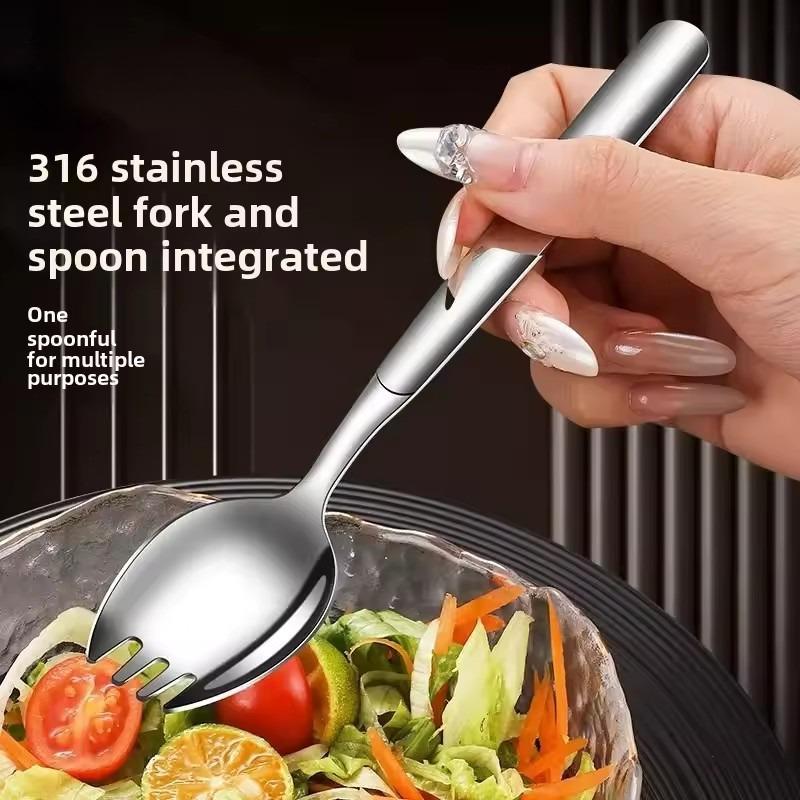 316 Stainless Steel Fork Household Spork Spoon One Salad Spoon Cake Fruit Fork Western Fork Tableware