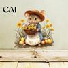 Autumn Wall Decals Mouse Stickers,Waterproof PVC Retro Fairy Tale Decals, Removable Peel Sunflower Maple Leaf Window Clings And Stick for Kindergarten