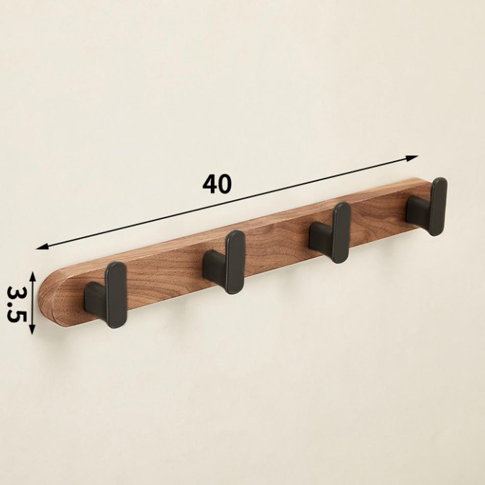 Walnut Wood Wall Hook Black Grey Aluminum Creative 3 4 5 Row Hooks for Bathroom Bedroom Decorative Coat Towel Key Holder Hanging