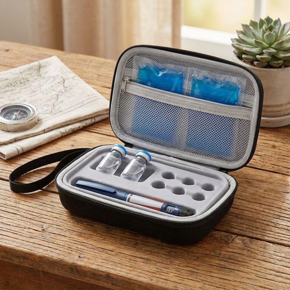 Waterproof Insulin Vial Storage Case Shockproof Dust-proof Insulin Bottle Protector Zippers Closure Wear-resistant