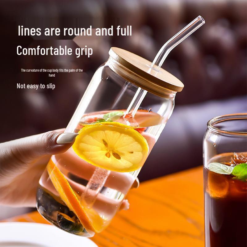 Double-Walled High Borosilicate Glass Cup: Portable, Heat-Resistant Straw & Juice Cup