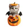 Cute Halloween Cat Pumpkin Statue Handmade Cat Desk Figurine  Christmas Celebration
