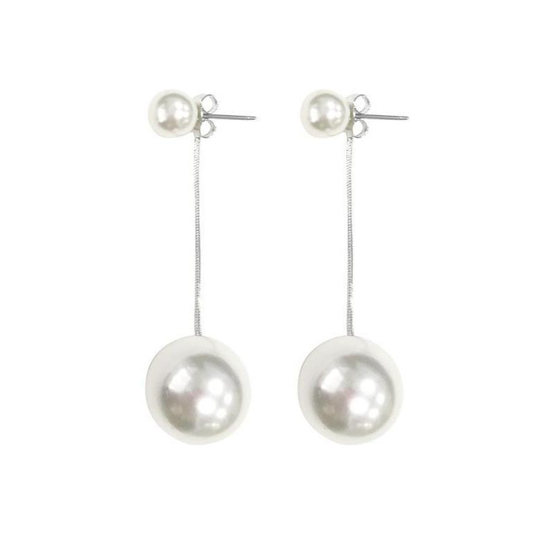 Korean Dongdaemun Pearl Dangle Earrings: Elegant Long Studs for Women