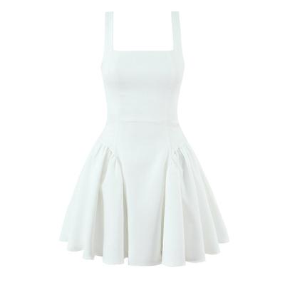 Spring 2026 Women's Double Shoulder Strap Tie-Up Shirred Dress 9878