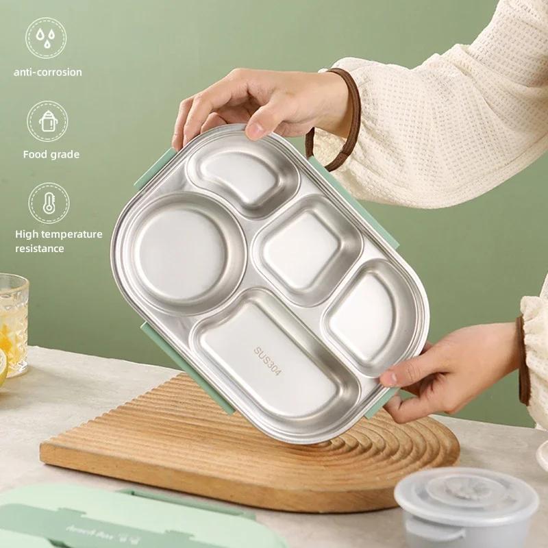 Thermal Lunch Box Stainless Steel Bento Box Student Sealed Portable with Compartment Bento Microwave Heating Food Container