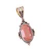 Natural Sunstone Gemstone 925 Solid Sterling Silver Two Tone Pendant 1.50" Z5r97