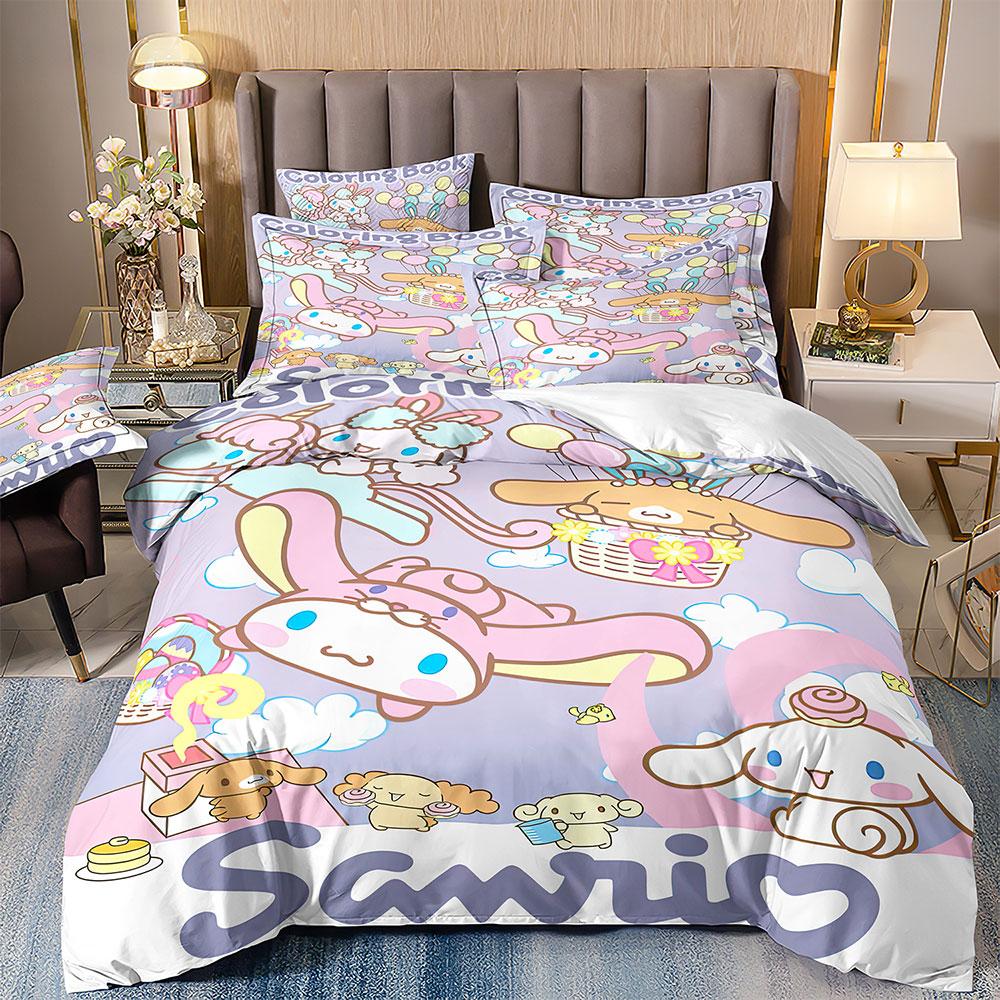 Cute Cinnamoroll Bedding Sets Quilt Bed Cover Comforter Duvet Cover Pillow Case 2-3 Pieces Sets Teenagers Children's Gifts