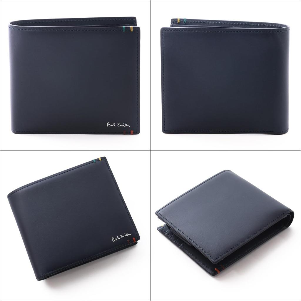 Paul Smith Highlight Stitch SS24 Bifold Wallet with Coin 813006 P854 Wrapping Purse, Navy, (Gift Available)