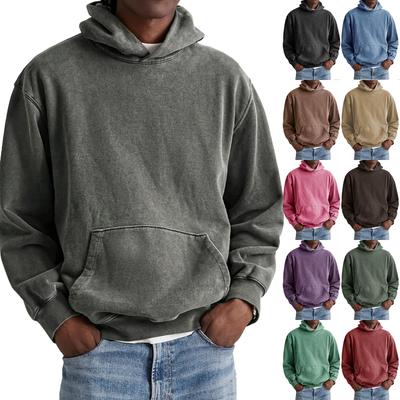 Erkek Kapüşonlu Cepli Uzun Kollu Polar Sweatshirt Antrenman Üstleri Sonbahar Modası Kapüşonlu
