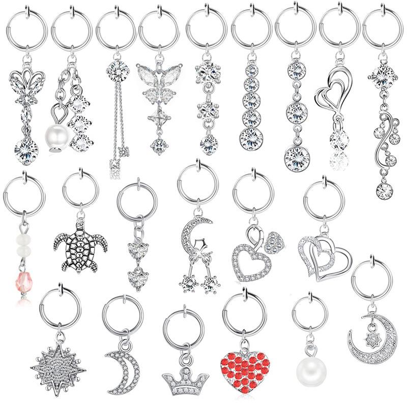 1 Stück Edelstahl Piercing-frei Fake Nabel Ring Zirkon Nabel Ohrstecker Piercing Schmuck