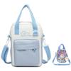 Plüschtasche, Oshi Plüschtasche, Mini-Umhängetasche mit transparentem Fenster, Perfekt für Stofftiere, Acryl-Ständer und Anstecker, Süße Pastellfarben, Blau