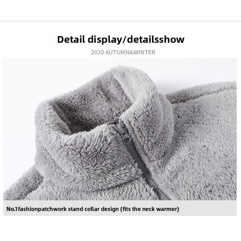 Double Sided Long Fleece Jacket with Fleece for Men and Women, Autumn and Winter Fleece Jacket, Inner Lining, Coral Fleece Hoodie