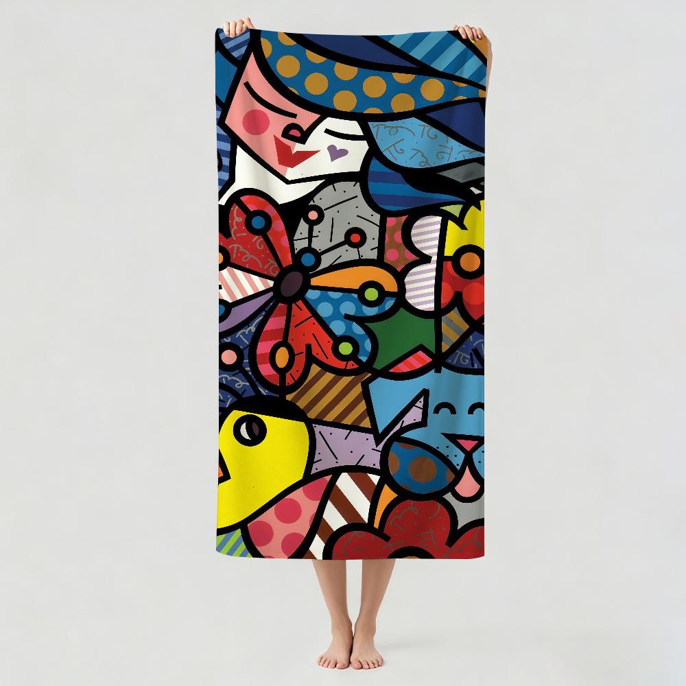 Fashion print R-Romero B-Britto Towel Drying Bath Towel Applicable To Light Swimming Camping Yoga Beach Out