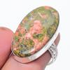 Natural Unakite Gemstone Handmade 925 Sterling Silver Jewelry Ring Size 7.5 c2Q02