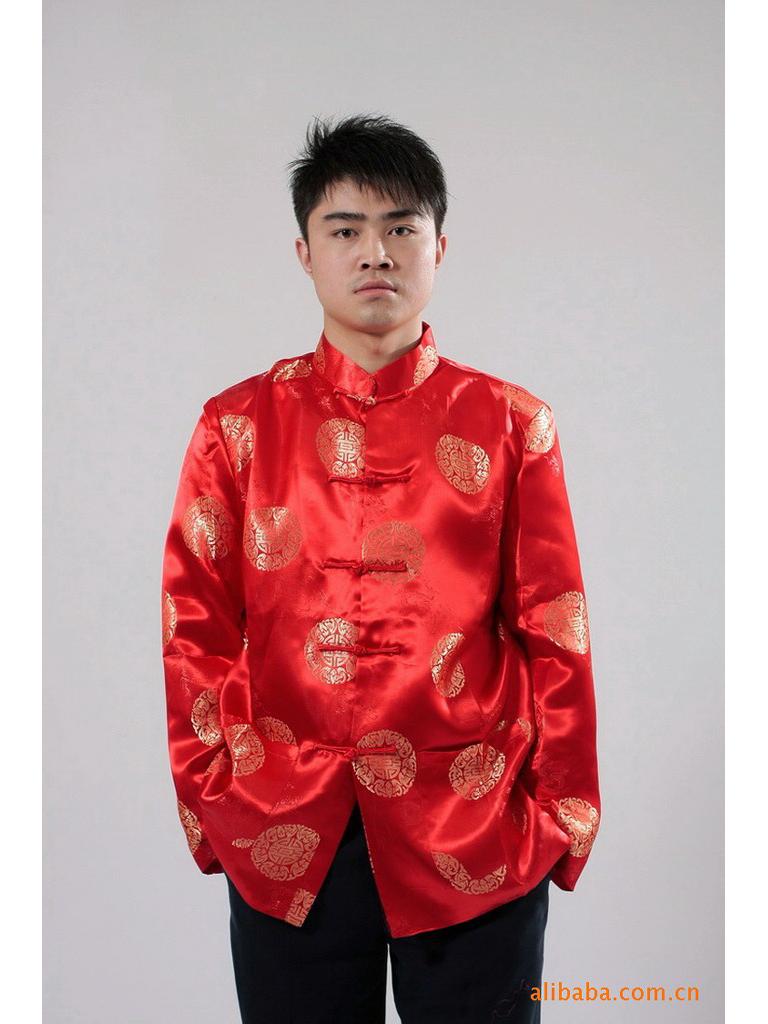 Men's Chinese Style Tang Suit: Long-Sleeved Festive Coat for Spring and Autumn - Ideal for Middle-Aged and Elderly Performances or Photos.
