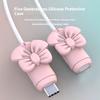 2 Pairs Silicone Charging Cable Protectors with Bowknot Design Fashionable Phone Accessories Wire End Guards for Cord