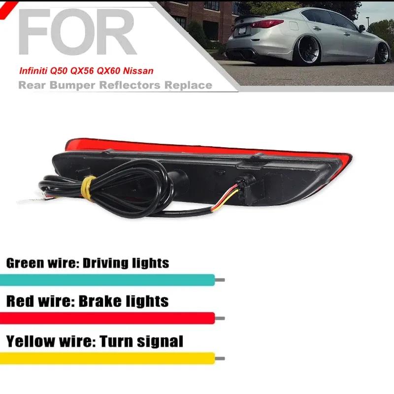 For Nissan X-trail T32 Rogue Qashqai J11 Leaf Pathfinder For Infiniti Q50 QX60 JX35 LED Rear Bumper Reflector Lights Tail Lamps