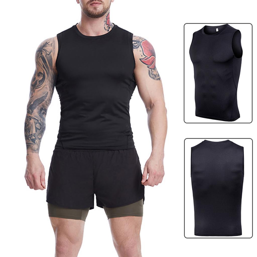 Sports Vest Men'S Tight-Fitting Sleeveless Fitness Suit Basketball Running Yoga Quick-Drying Vest
