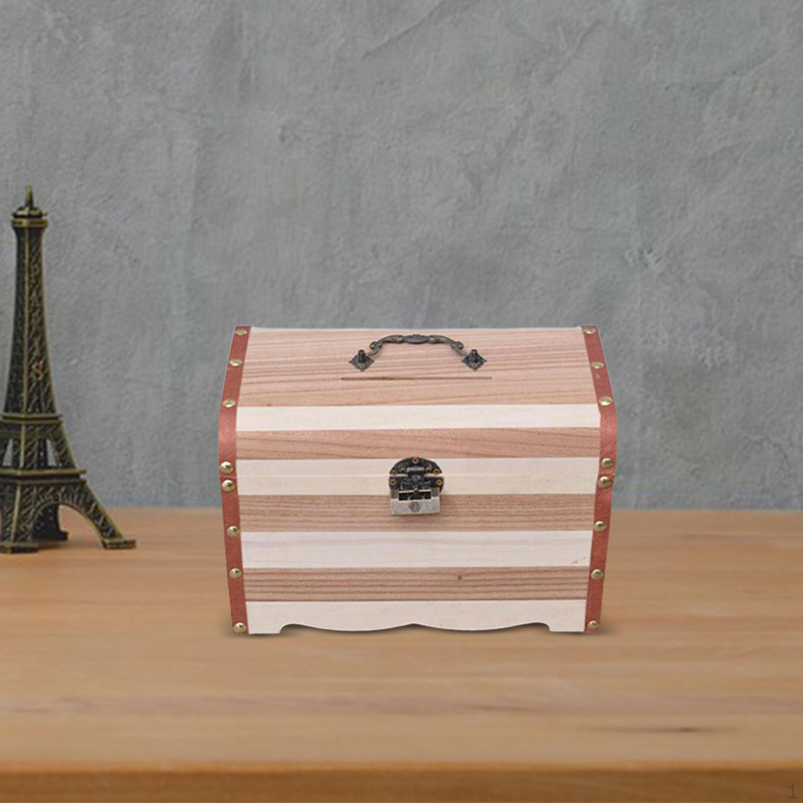 

Деревянный сундук-копилка в деревенском стиле с замком и ключами, ящик для хранения денег для подарков на день рождения, книжный шкаф Wood