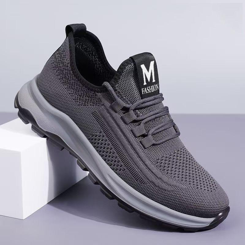 

Новая модная обувь для ходьбы, мужская повседневная спортивная обувь, утолщенные кроссовки для папы, мягкая подошва, свободная удобная универсальная обувь 44 серый